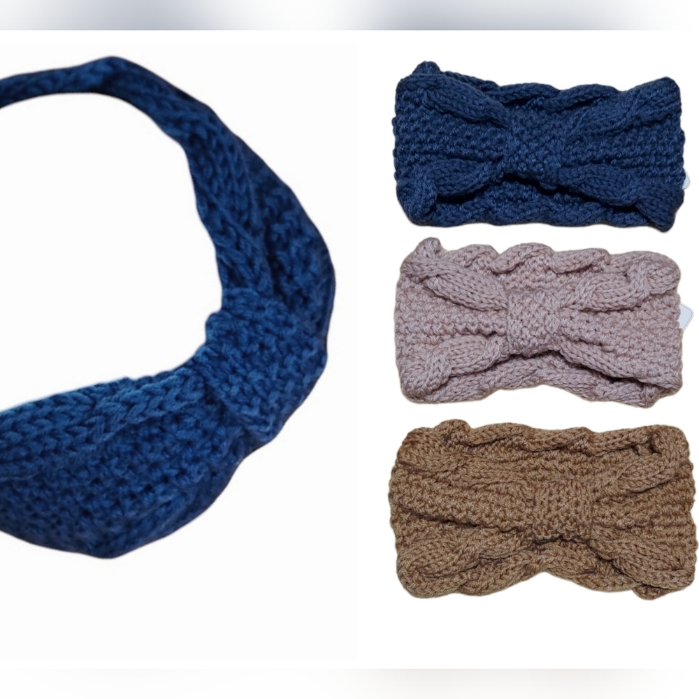 3 Piece Set Headband Womens Navy blue, Pink, Khaki, Winter Ear Warmers new